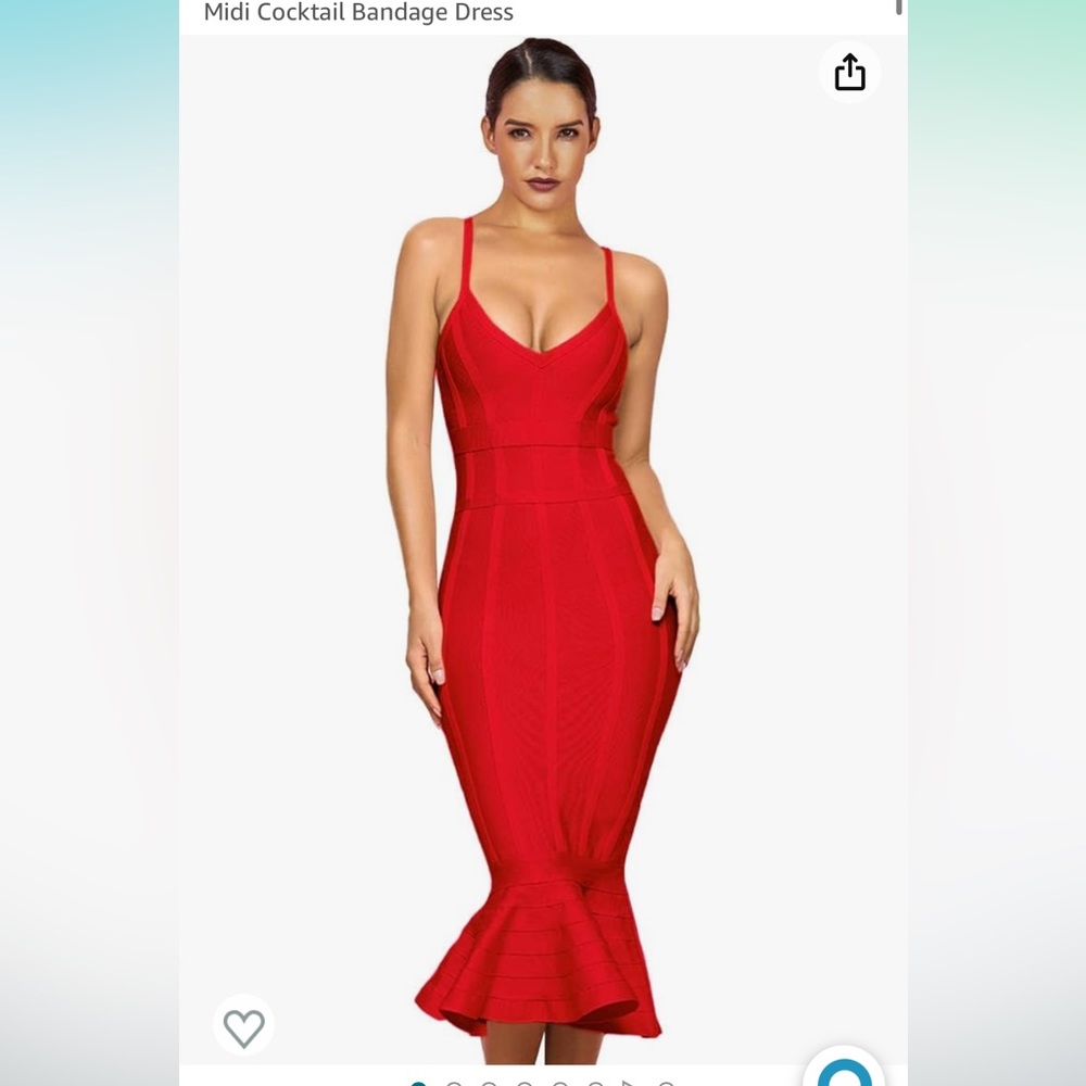 Women's mermaid spaghetti strap V neck body-con mini cocktail dress
